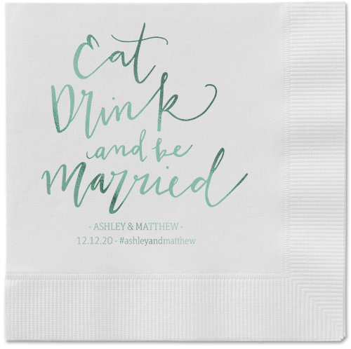 Married Festivity Napkins, Green, White, Sage