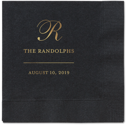 Monogrammed Love Napkins, Yellow, Black, Gold