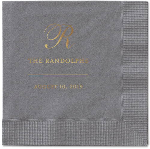 Monogrammed Love Napkins, Yellow, Pewter, Gold