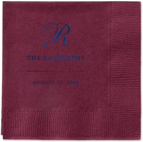 Monogrammed Love Napkins, Blue, Berry