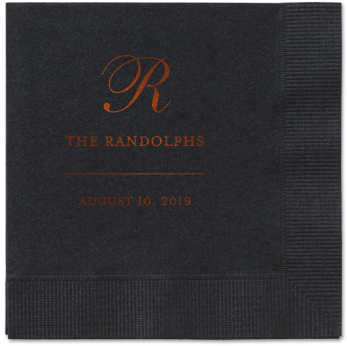 Monogrammed Love Napkins, Brown, Black, Mocha