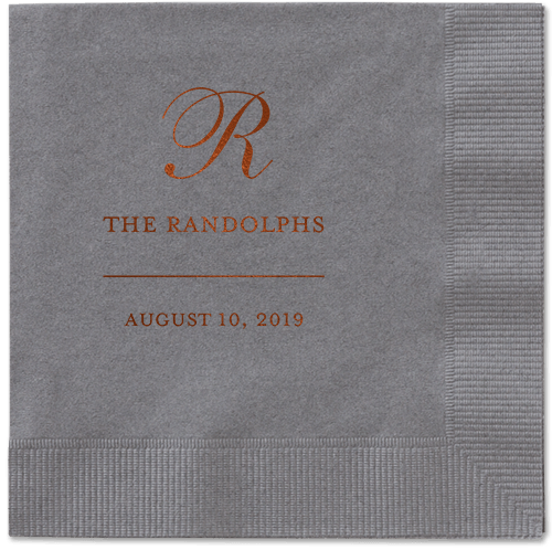 Monogrammed Love Napkins, Brown, Pewter, Mocha