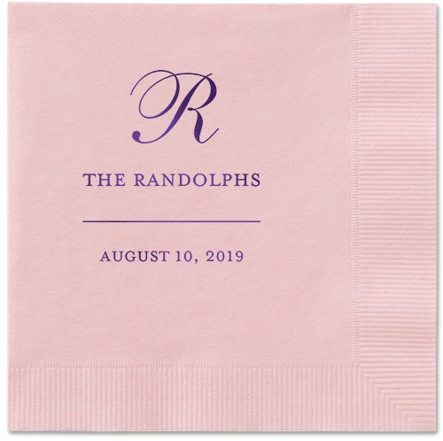 Monogrammed Love Napkins, Purple, Blush, Purple