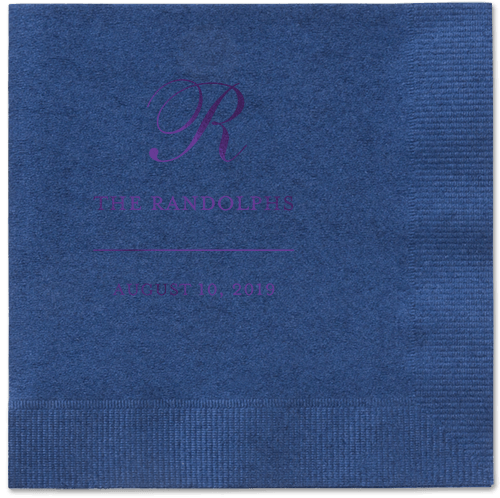 Monogrammed Love Napkins, Purple, Navy, Purple