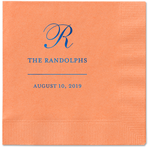 Monogrammed Love Napkins, Blue, Coral