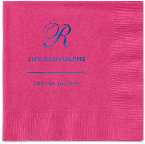 Monogrammed Love Napkins, Blue, Magenta