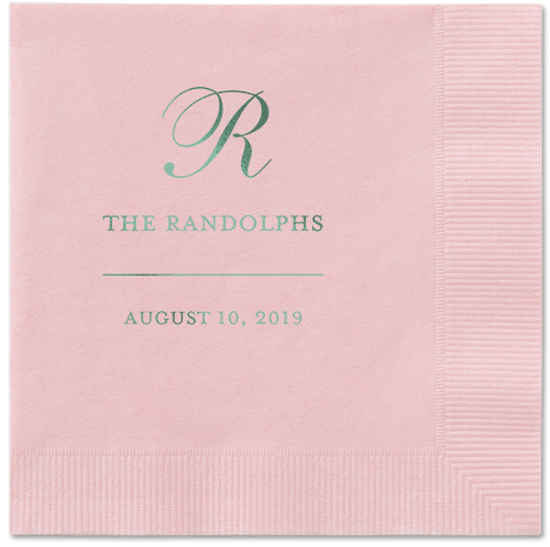 Monogrammed Love Napkins, Green, Blush