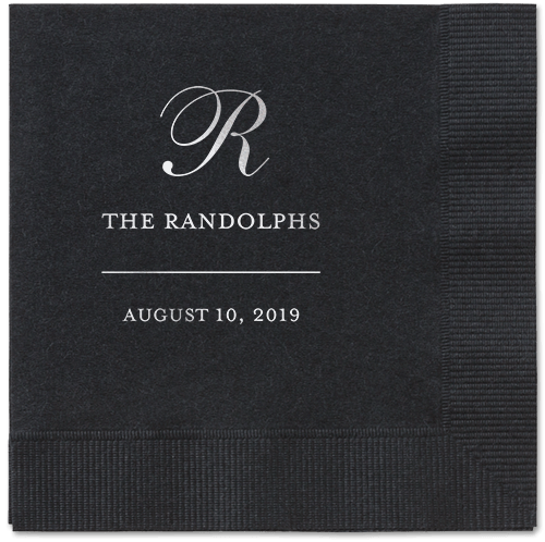 Monogrammed Love Napkins, Grey, Black
