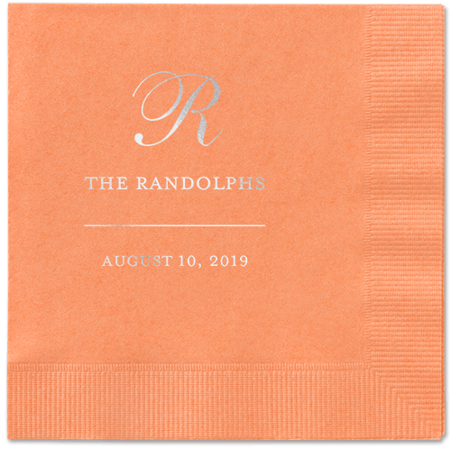Monogrammed Love Napkins, Grey, Coral