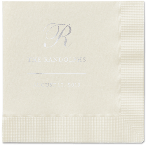 Monogrammed Love Napkins, Grey, Ecru