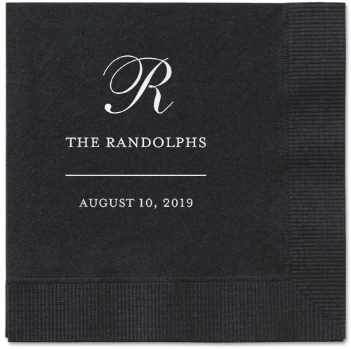 Monogrammed Love Napkins, White, Black, White