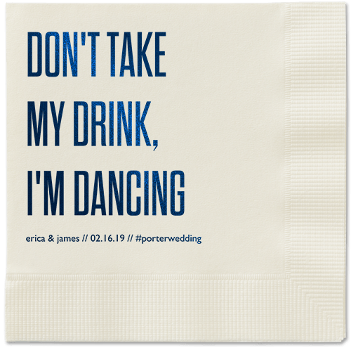 Pouring Love Napkins, Blue, Ecru, Midnight