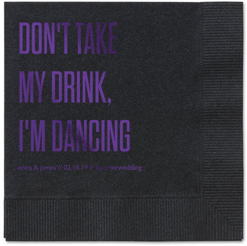 Pouring Love Napkins, Purple, Black, Purple