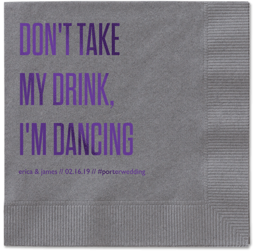 Pouring Love Napkins, Purple, Pewter