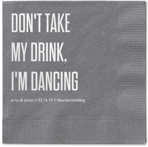 Pouring Love Napkins, White, Pewter, White