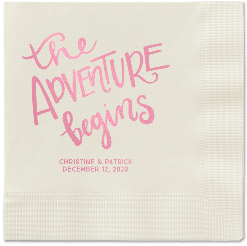 Remarkable Adventure Napkins, Pink, Ecru