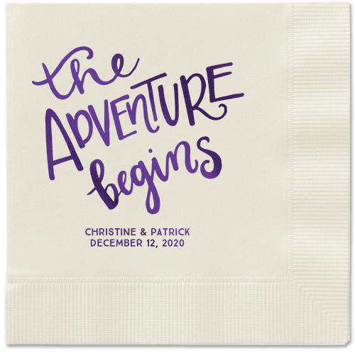 Remarkable Adventure Napkins, Purple, Ecru, Purple