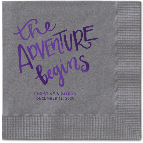 Remarkable Adventure Napkins, Purple, Pewter