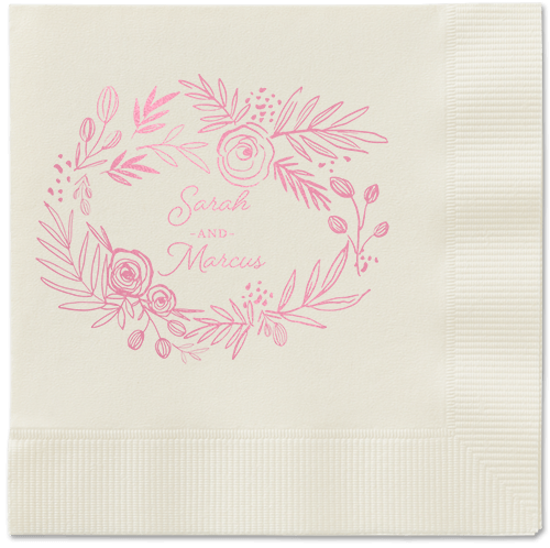 Delightfully Entwined Napkins, Pink, Ecru