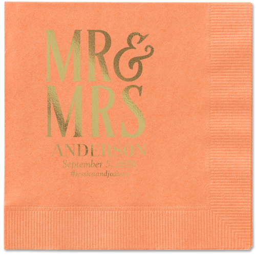 Statement Scroll Napkins, Yellow, Coral, Gold