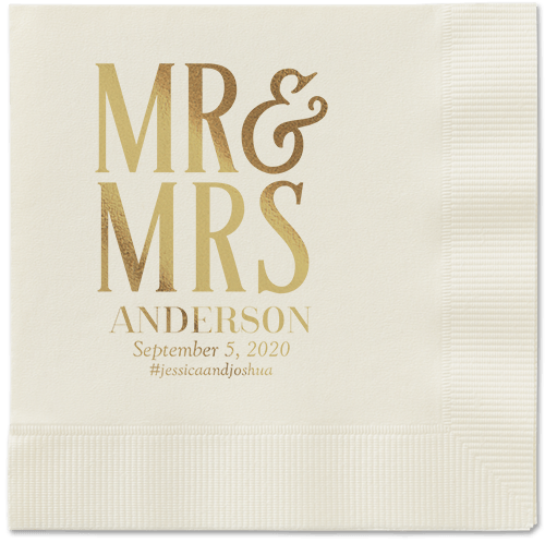 Statement Scroll Napkins, Yellow, Ecru, Gold