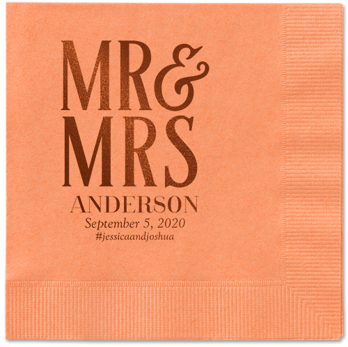 Statement Scroll Napkins, Brown, Coral, Mocha