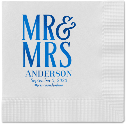 Statement Scroll Napkins, Blue, White, Royal