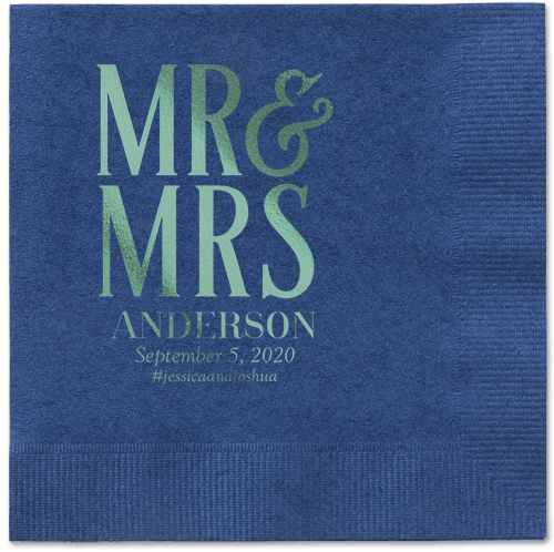 Statement Scroll Napkins, Green, Navy