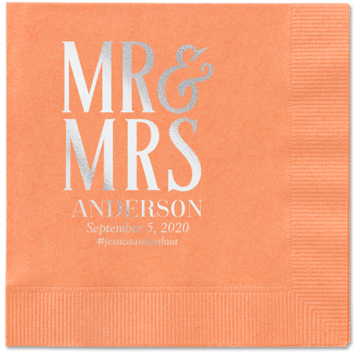 Statement Scroll Napkins, Grey, Coral