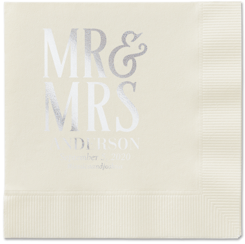 Statement Scroll Napkins, Grey, Ecru, Silver