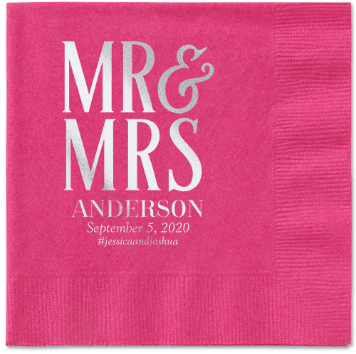 Statement Scroll Napkins, Grey, Magenta, Silver