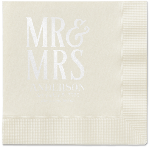 Statement Scroll Napkins, White, Ecru, White