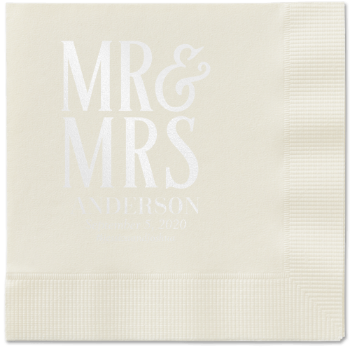 Statement Scroll Napkins, White, Ecru