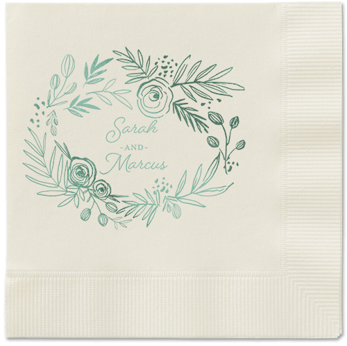 Delightfully Entwined Napkins, Green, Ecru