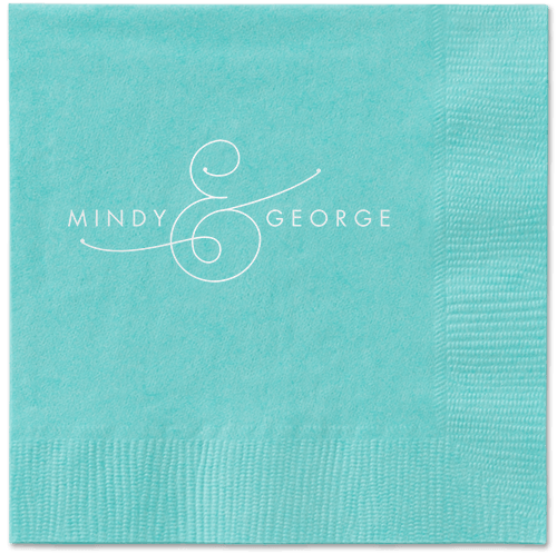 Gorgeous Couple Napkins, White, Aqua, White
