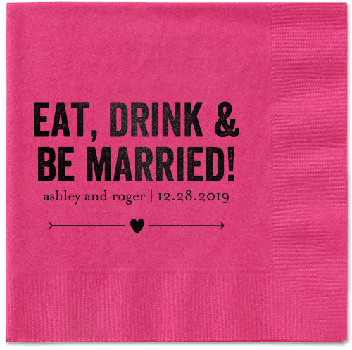 Married Fun Napkins, Black, Magenta