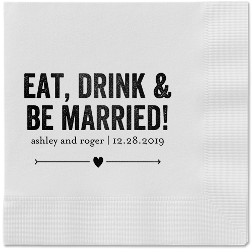 Married Fun Napkins, Black, White, Black