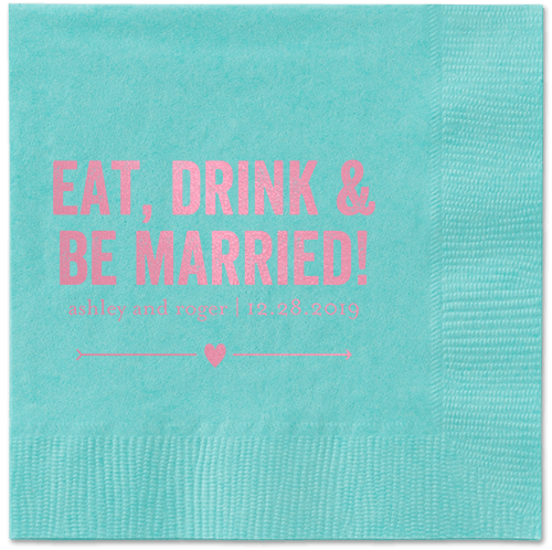 Married Fun Napkins, Pink, Aqua, Blush