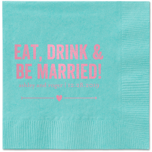 Married Fun Napkins, Pink, Aqua