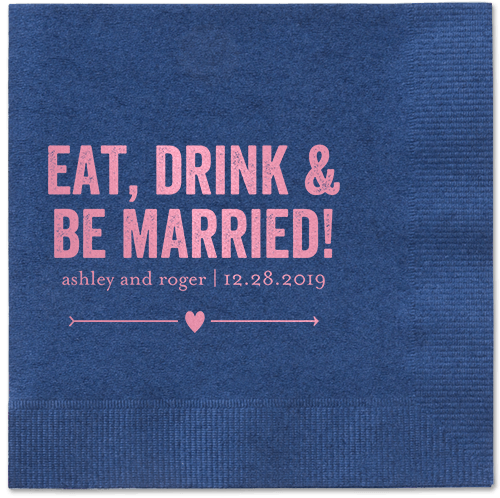 Married Fun Napkins, Pink, Navy