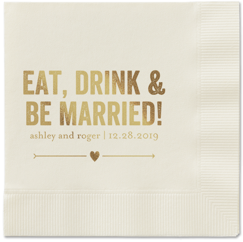 Married Fun Napkins, Yellow, Ecru