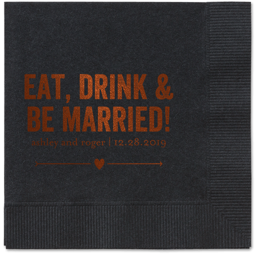 Married Fun Napkins, Brown, Black, Mocha