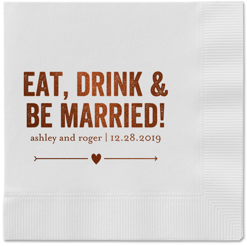 Married Fun Napkins, Brown, White, Mocha