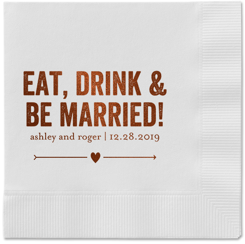 Married Fun Napkins, Brown, White