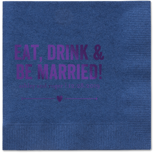 Married Fun Napkins, Purple, Navy, Purple