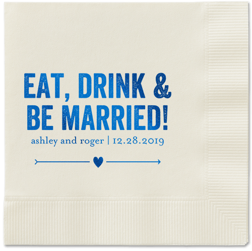 Married Fun Napkins, Blue, Ecru, Royal