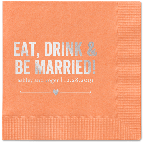 Married Fun Napkins, Grey, Coral