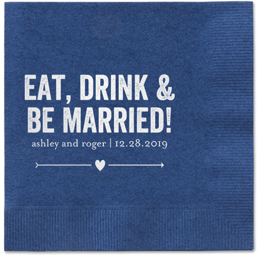 Married Fun Napkins, White, Navy, White