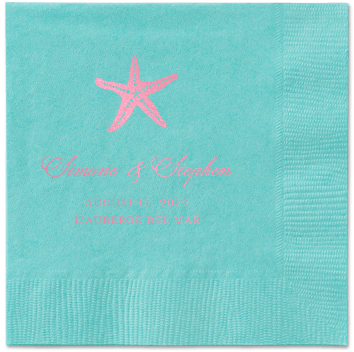 Stylish Starfish Napkins, Pink, Aqua