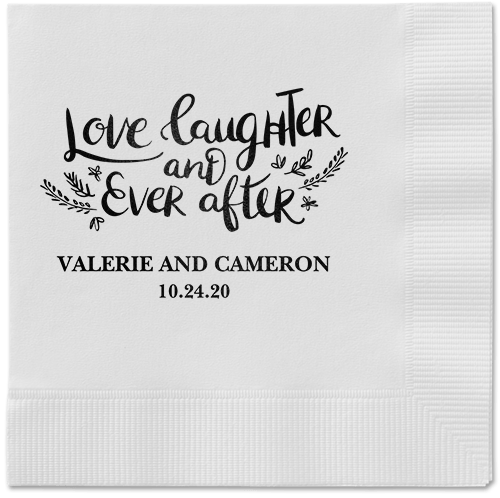Love And Laughter Forever Napkins, Black, White